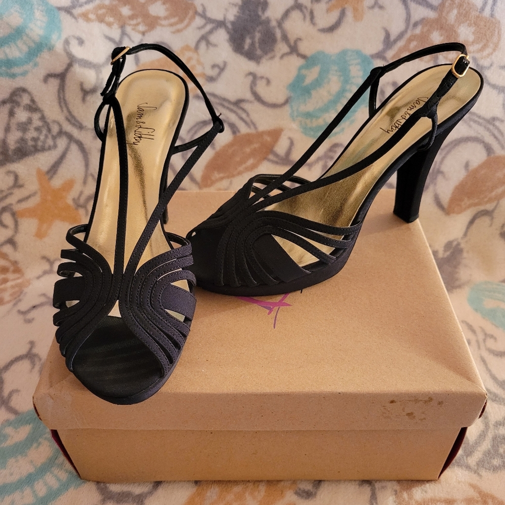 Sam & Libby 8.5M Black Strappy Heels